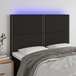 Zagłówek do łóżka z LED, czarny, 144x5x118/128 cm, tkanina Lumarko!