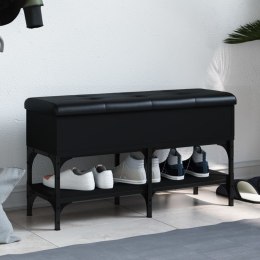 Ławka na buty, czarna, 82x32x45 cm, materiał drewnopochodny Lumarko!