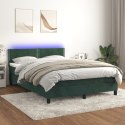 Łóżko kontynentalne z materacem i LED zielony aksamit 140x200cm Lumarko!