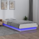 Rama łóżka z LED, biała, 75x190 cm, pojedyncza, lite drewno Lumarko!