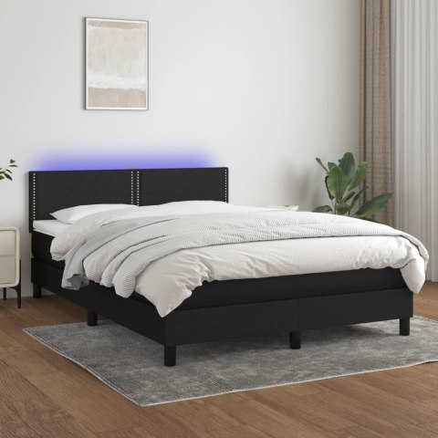 Łóżko kontynentalne z materacem, czarne, 140x190 cm, tkanina Lumarko!
