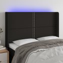 Zagłówek do łóżka z LED, czarny, 147x16x118/128 cm, tkanina Lumarko!