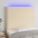 Zagłówek do łóżka z LED, kremowy, 80x5x118/128 cm, tkanina Lumarko!