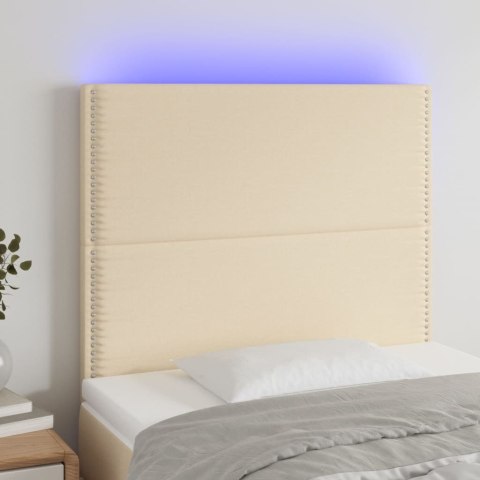 Zagłówek do łóżka z LED, kremowy, 80x5x118/128 cm, tkanina Lumarko!
