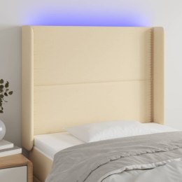 Zagłówek do łóżka z LED, kremowy, 83x16x118/128 cm, tkanina Lumarko!