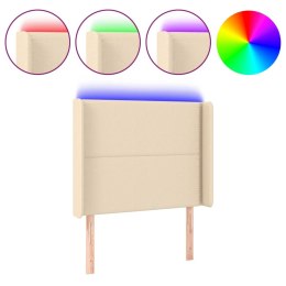 Zagłówek do łóżka z LED, kremowy, 83x16x118/128 cm, tkanina Lumarko!