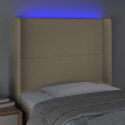 Zagłówek do łóżka z LED, kremowy, 83x16x118/128 cm, tkanina Lumarko!