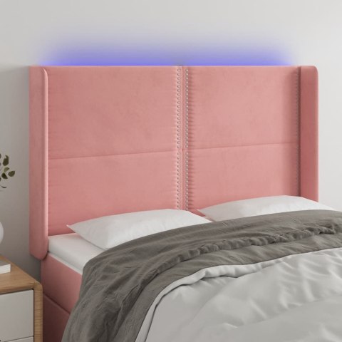 Zagłówek do łóżka z LED, różowy, 147x16x118/128 cm, aksamit Lumarko!