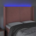 Zagłówek do łóżka z LED, różowy, 147x16x118/128 cm, aksamit Lumarko!