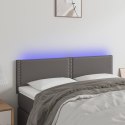 Zagłówek do łóżka z LED, szary, 144x5x78/88 cm, sztuczna skóra Lumarko!
