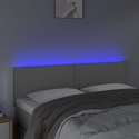 Zagłówek do łóżka z LED, szary, 144x5x78/88 cm, sztuczna skóra Lumarko!