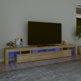 Szafka pod TV z oświetleniem LED, dąb sonoma, 260x36,5x40 cm Lumarko!