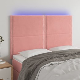 Zagłówek do łóżka z LED, różowy, 144x5x118/128 cm, aksamit Lumarko!