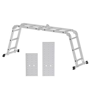 Drabina , drabina wielofunkcyjna 3,5 m, drabina schodkowa, drabina aluminiowa, drabina domowa, do 150 kg, 12 stopni z 2 płytami 