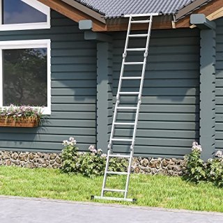 Drabina 3,5 M, Uniwersalna Drabina Aluminiowa Z 2 Metalowymi Płytkami I 12 Stopniami, Przegubowa, Udźwig Do 150 Kg, Srebrna Glt3 Lumarko!