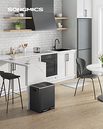 Kosz Kuchenny, Stalowy Kosz Na Śmieci 2 X 15 L, Kosz Schodkowy Z Wewnętrznymi Wiadrami I Uchwytami, Miękkie Zamknięcie, Pochłani