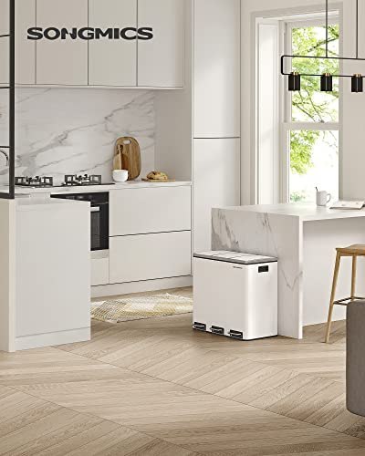 Kosz Na Śmieci, Potrójny Kosz Kuchenny 3 X 18 L, 3-przedziałowy Kosz Na Śmieci Z Pedałem I Miękkimi Pokrywkami, Plastikowe Wiadr