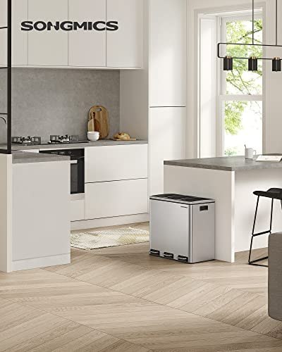 Kosz Na Śmieci, Potrójny Kosz Kuchenny 3 X 18 L, 3-przedziałowy Kosz Na Śmieci Z Pedałem I Miękkimi Pokrywkami, Plastikowe Wiadr