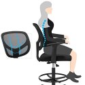 Krzesło Biurowe Ergonomiczny Stołek Roboczy Z Podłokietnikami Wysokość Siedziska 55-75 Cm Wysokie Krzesło Robocze Z Regulowanym