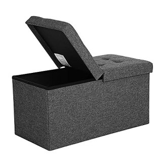 Ławka składana Ławka skrzyniowa 80 L Półpokrywa składana na bok Obciążenie do 300 kg 76 x 38 x 38 cm ciemnoszary LSF46GYZ