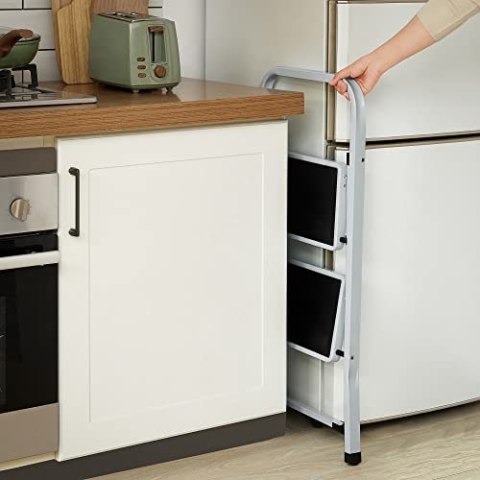 Składana Drabina Schodkowa Z 2 Stopniami, Składana Część, Bezpieczny Mechanizm Blokujący, Łatwa Do Przechowywania, Nośność 150 K