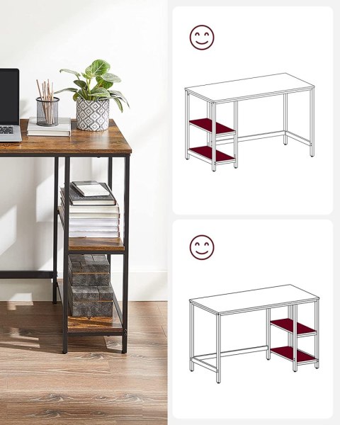 Biurko Komputerowe Biurko Pc Stół Biurowy Z 2 Półkami Po Prawej Lub Lewej Stronie Do Salonu Biurowego Stalowa Rama Wzornictwo Pr Lumarko!