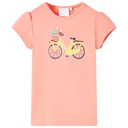 Koszulka dziecięca z nadrukiem roweru, neonowy koral, 104 Lumarko!