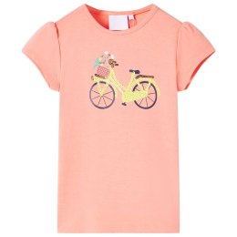 Koszulka dziecięca z nadrukiem roweru, neonowy koral, 128 Lumarko!
