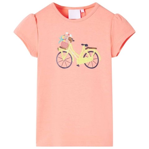 Koszulka dziecięca z nadrukiem roweru, neonowy koral, 128 Lumarko!