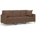 3-osobowa sofa z poduszkami, brązowa, 180 cm, tkanina Lumarko!