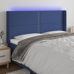 Zagłówek do łóżka z LED, niebieski, 163x16x118/128 cm, tkanina Lumarko!