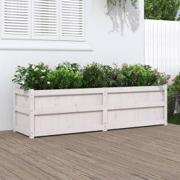 Donica ogrodowa, biała, 180x50x50 cm, lite drewno sosnowe Lumarko!