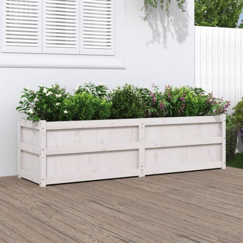 Donica ogrodowa, biała, 180x50x50 cm, lite drewno sosnowe Lumarko!