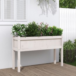 Donica ogrodowa z nogami, biała, 110x31x70 cm, drewno sosnowe Lumarko!