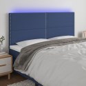 Zagłówek do łóżka z LED, niebieski, 160x5x118/128 cm, tkanina Lumarko!