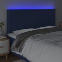 Zagłówek do łóżka z LED, niebieski, 160x5x118/128 cm, tkanina Lumarko!