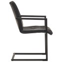 Krzesła stołowe, wspornikowe, 4 szt., czarne, skóra naturalna Lumarko!