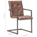 Wspornikowe krzesła stołowe, 2 szt., brązowe, skóra naturalna Lumarko!