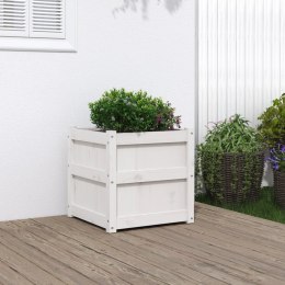 Donica ogrodowa, biała, 50x50x50 cm, lite drewno sosnowe Lumarko!