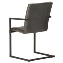 Krzesła stołowe, wspornikowe, 2 szt., szare, skóra naturalna Lumarko!