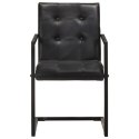 Krzesła stołowe, wspornikowe, 6 szt., czarne, skóra naturalna Lumarko!