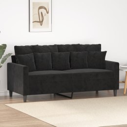 Sofa 2-osobowa, czarna, 140 cm, tapicerowana aksamitem Lumarko!