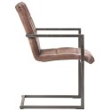 Krzesła stołowe, wspornikowe, 6 szt., brąz, skóra naturalna Lumarko!