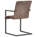Krzesła stołowe, wspornikowe, 6 szt., brązowe, skóra naturalna Lumarko!