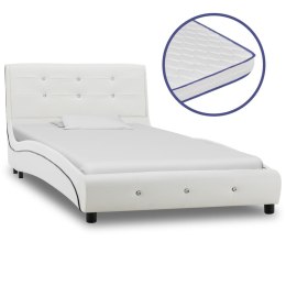 Łóżko z materacem memory, białe, sztuczna skóra, 90 x 200 cm Lumarko!