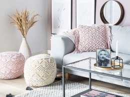 Bawełniana poduszka dekoracyjna makrama 40 x 40 cm różowa YANIKLAR Lumarko!