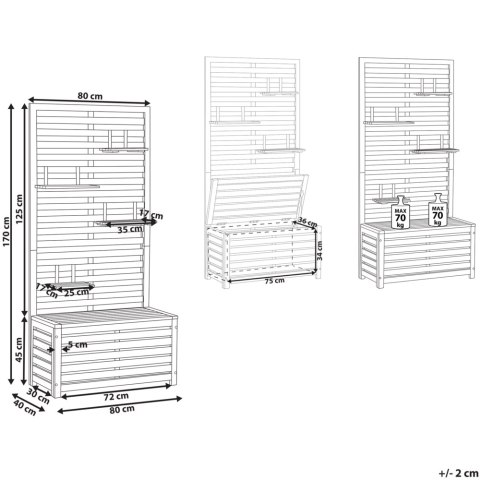 Ławka ogrodowa 80 cm drewniana ze schowkiem MATINO
