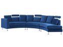 Sofa półokrągła 7-osobowa modułowa welurowa niebieska ROTUNDE Lumarko!