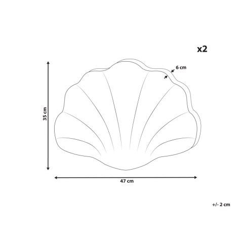 2 poduszki dekoracyjne muszle welurowe 47 x 35 cm białe CONSOLIDA