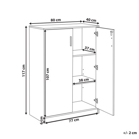 Szafka biurowa dwudrzwiowa 117 cm jasne drewno z czarnym ZEHNA